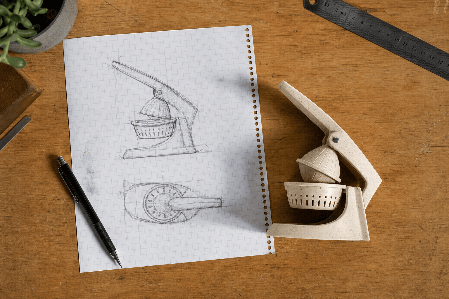 Lo que envías a un servicio de dibujo: una foto del prototipo y un boceto.
